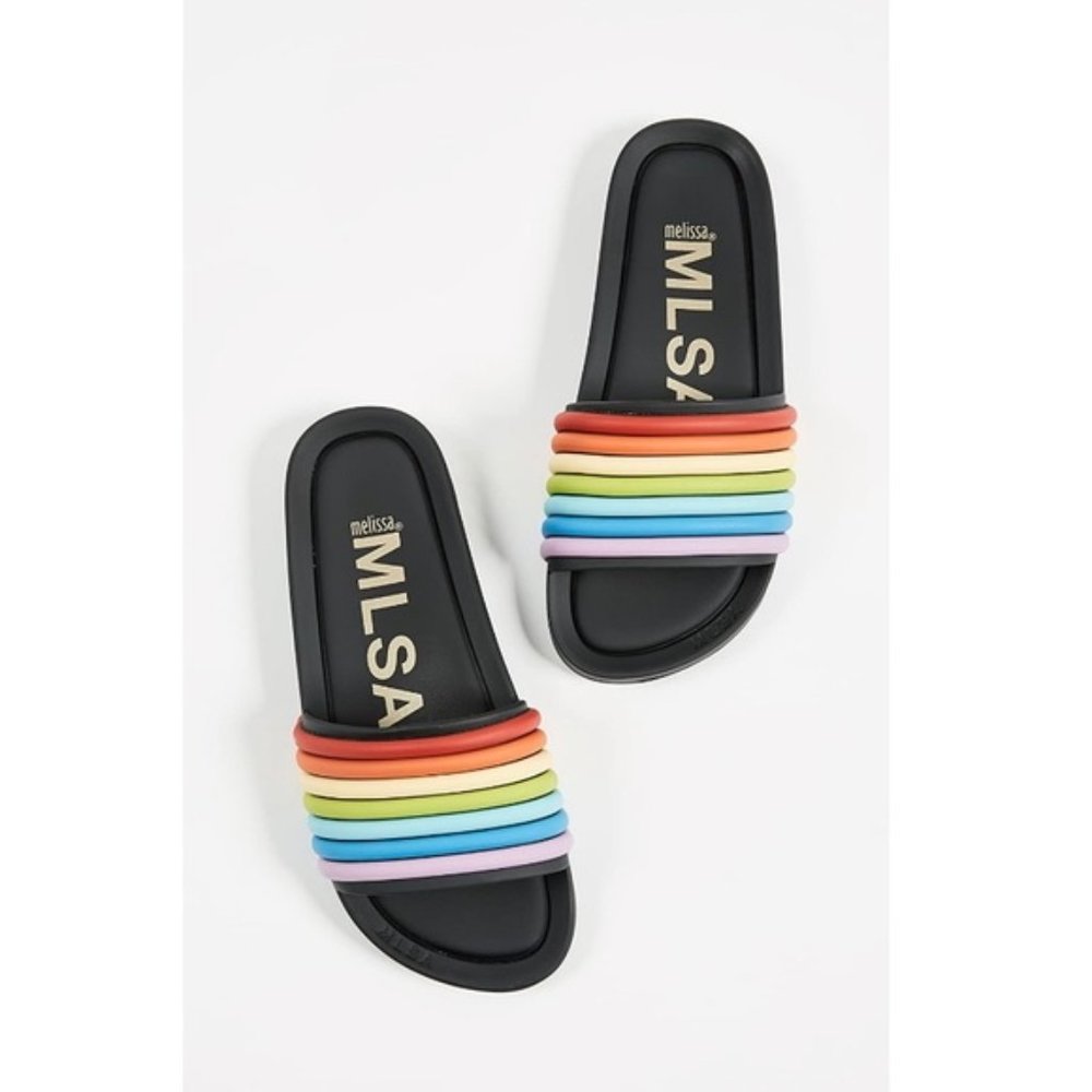 Melissa Beach '3db Rain' Slides In Black Multicol… - image 2